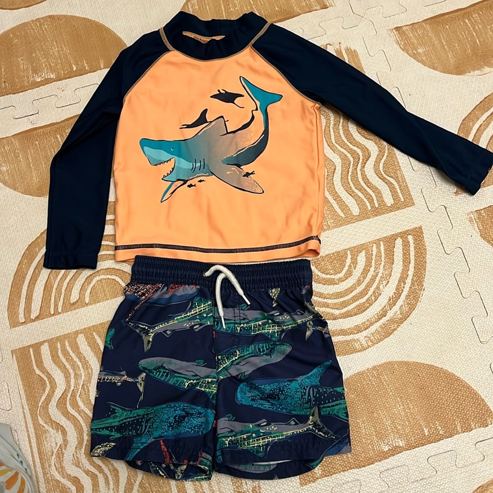 Carter’s Boys Two Piece Swim trunks with rash guard